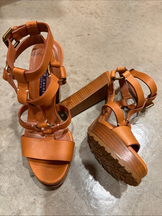 Ralph Lauren Purple Label Shoes - Lauren Ralph Lauren Purple Label Leather Platform Heel Sandals